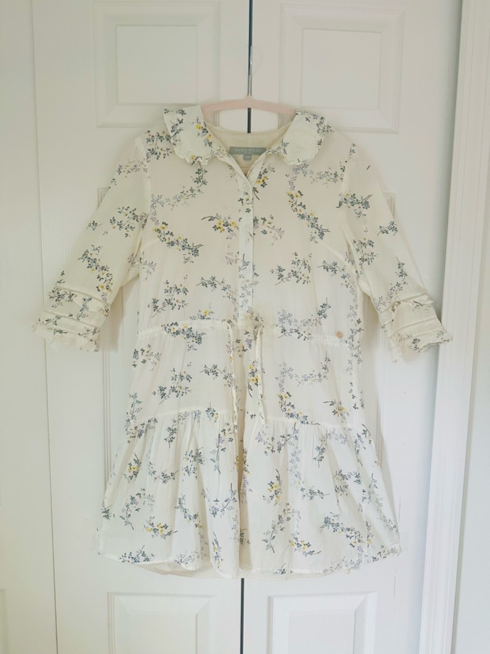 UK Floral Ruffle Button-Front Dress for Tenager Size XXL, XL or adult 6size